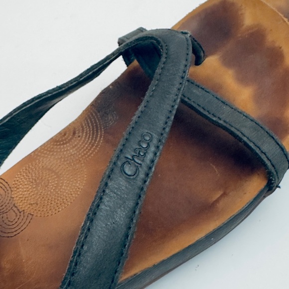 Chaco Women's Black Sofia Leather Strappy Sandals ankle strap buckle size 6 - Picture 6 of 7